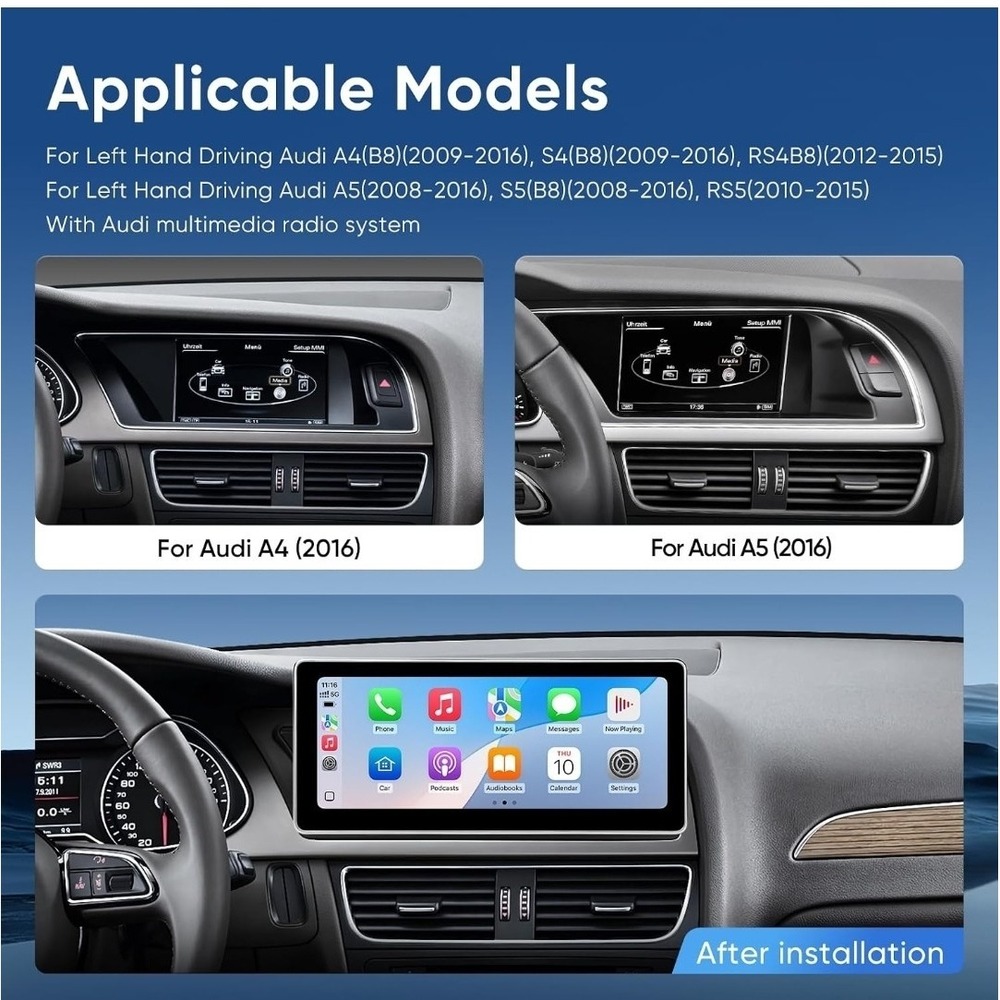 10.25 Inch Android Auto CarPlay Touchscreen for Audi A4 A5 S4 S5 RS4 RS5 2009-16